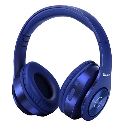 Bluetooth Headphones Wireless,TUINYO Over Ear Stereo Wireless Headset 40H Playtime with deep bass, Soft Memory-Protein Earmuffs, Built-in Mic Wired Mode PC/Cell Phones/TV-Dark Blue