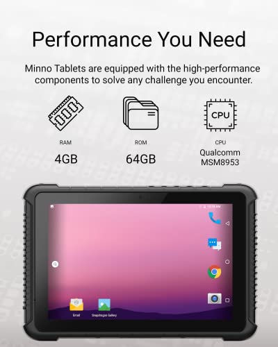 Rugged Tablet - 10" inch Android Tablet (4GB/ 64GB) with GPS, 4G LTE Unlocked & WiFi, Waterproof, Drop-Proof & Temperature Resistant Enterprise Field Tablet with HD Sunlight Readable Screen