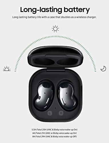 SAMSUNG Galaxy Buds Live True Wireless Earbuds US Version Active Noise Cancelling Wireless Charging Case Included, Mystic Black