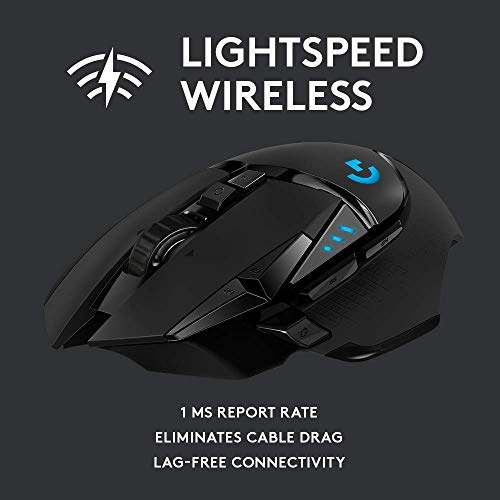 Logitech G G502 11 Button Wireless Gaming Mouse, USB Black & Logitech G Wireless Gaming Mice Cloth Or Hard Gaming Mouse Pad, Black