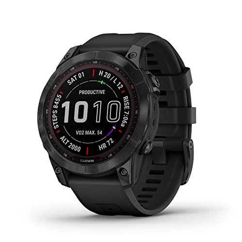 Garmin Fenix 7 Sapphire Solar Edition, GPS Adventure Smartwatch and Signature Series Charging Bundle