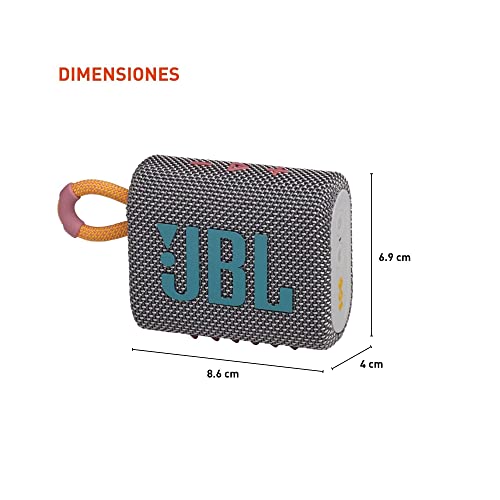 JBL Go 3: Portable Speaker with Bluetooth, Builtin Battery, Waterproof and Dustproof Feature Gray JBLGO3GRYAM