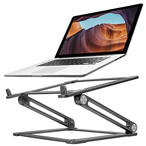 Laptop Stand for Desk Adjustable Height, LOTEYIKE Aluminum Computer Stand for Laptop, Lightweight Multi-Angle Portable Laptop Riser for MacBook Air/Pro and 10-17" Notebooks Holder, Grey