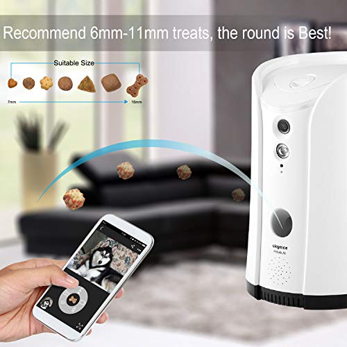 SKYMEE Dog Camera Treat Dispenser,WiFi Full HD Pet Camera with Two-Way Audio and Night Vision,Compatible with Alexa (2.4G WiFi ONLY) (Petalk AI)