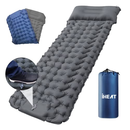 Sleeping Pad for Camping,Self Inflating Sleeping Pad 2022 Upgraded Sleeping Mat with Air Pillow for Hiking Traveling, Durable Waterproof Air Mattress Compact Hiking Pad (Blue&Grey)