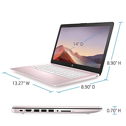 2021 Newest HP Premium 14 inch HD Laptop, Intel Dual-Core Processor Up to 2.6GHz, 16GB RAM, 64GB eMMC Storage, Webcam, Bluetooth, HDMI, Wi-Fi, Rose Pink, Windows 11 with 1 Year Microsoft 365
