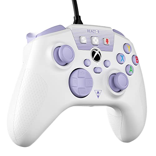 Turtle Beach REACT-R Controller Wired Game Controller – Licensed for Xbox Series X & Xbox Series S, Xbox One & Windows – Audio Controls, Mappable Buttons, Textured Grips - White/Purple