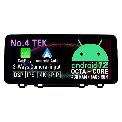 NO.4TEK 12.3 Inch Android Car Stereo Head Unit Android 12 Car Stereo 4GB+128GB Plug and Play for Honda CRV 2017-2021 with DSP Support 5G WiFi/Bluetooth/SWC