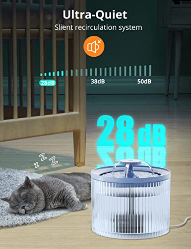 Cat Water Fountain, YOUTHINK Cat Fountain with Separate Charging Base and Wireless Water Pump, Ultra-Quiet Pet Water Fountain for Cats, Dogs, Other Pets,Filters Included