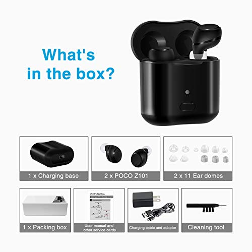 Rechargeable Wireless Invisible Hearing Amplifier Aids for Adults Seniors, Completely-in-Canal (CIC) Mini Sound Amplifier Earbuds Hearing Assist Noise Cancelling 1 Pair