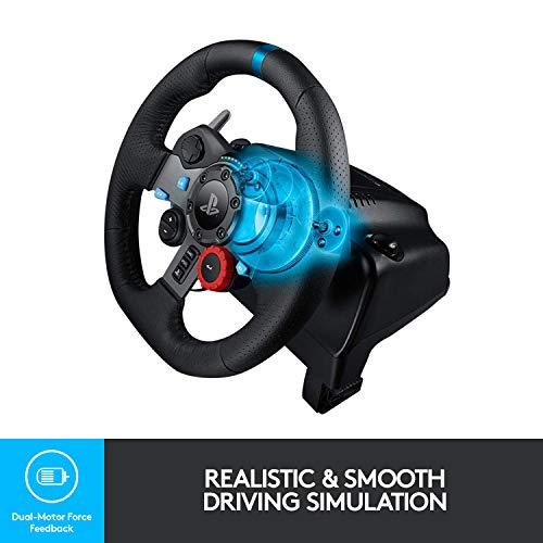 Logitech G Dual-Motor Feedback Driving Force G29 Gaming Racing Wheel with Responsive Pedals for PlayStation 5, PlayStation 4 and PlayStation 3 - Black