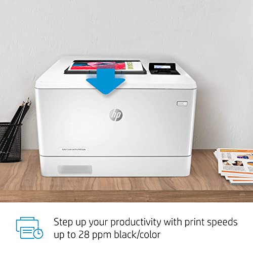 HP Color Laserjet Pro M454dn Laser Printer, Automatic 2-Sided Printing, Auto-On/Auto-Off Technology, 2-line LCD Display, 28 ppm, 250-Sheet, 256 MB, Bundle with JAWFOAL Printer Cable