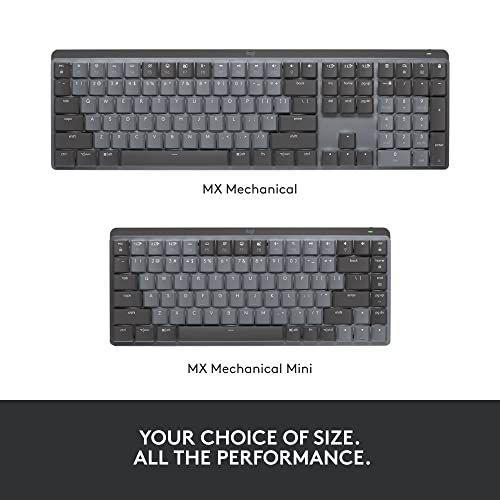 Logitech MX Mechanical Wireless Illuminated Performance Keyboard, Linear Switches, Backlit Keys, Bluetooth, USB-C, macOS, Windows, Linux, iOS, Android, Metal