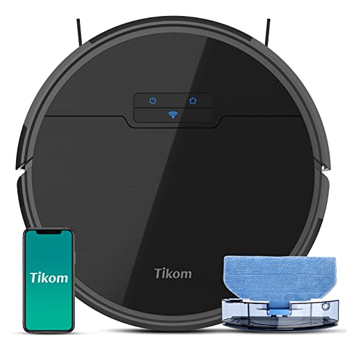 Robot Vacuum and Mop, Tikom G8000 Robot Vacuum Cleaner, 2700Pa Strong Suction, Self-Charging, Good for Pet Hair, Hard Floors, Black