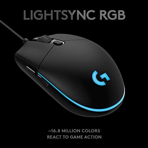Logitech G PRO Hero Wired Gaming Mouse, 12000 DPI, RGB Lightning, Ultra Lightweight, 6 Programmable Buttons, On-Board Memory, Compatible with PC/Mac - Black