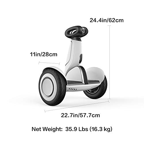 Segway Ninebot S-Plus Smart Self-Balancing Electric Scooter with Intelligent Lighting and Battery System, Remote Control and Auto-Following Mode, White