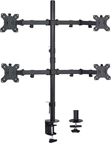 HP EliteDisplay E243 23.8 Inch IPS LED Backlit Monitor (1FH47A8#ABA) 4-Pack Bundle with Desk Mount Clamp Fully Adjustable Four Monitor Stand
