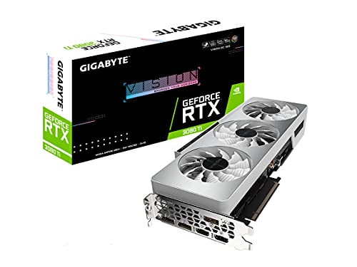 GIGABYTE GeForce RTX 3080 Ti Vision OC 12G Graphics Card, 3X WINDFORCE Fans, 12GB 384-bit GDDR6X, GV-N308TVISION OC-12GD Video Card