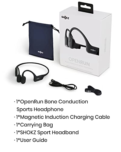 Shokz OpenRun (AfterShokz Aeropex) - Open-Ear Bluetooth Bone Conduction Sport Headphones - Sweat Resistant Wireless Earphones for Workouts and Running - Built-in Mic, with Headband