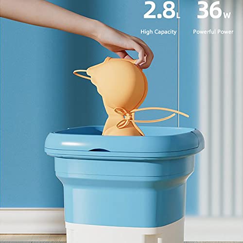 Portable Washing Machine Mini Foldable Washer with Spin Dryer Bucket for Baby Clothes,Underwear,Socks,Towels Perfect for Travel,Apartment,Lightweight & Easy to Carry (Blue), S43L18CGNE9F019EUHK