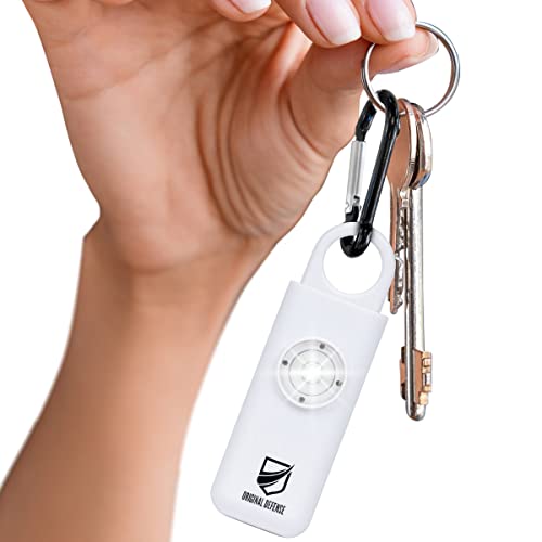 Original Defense® Siren - Self Defense Personal Alarm Keychain Accessories for Women, Children, & Elderly - Recommended by Police - 125 dB Loud Personal Alarm with LED Strobe Light (White)