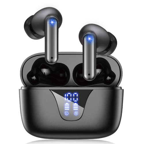 Wireless Earbuds, Bluetooth 5.3 Headphones 50H Playtime with LED Digital Display Charging Case, IPX5 Waterproof HiFi Stereo Earphones with Mic for Android iOS Cell Phone Computer Laptop Sports