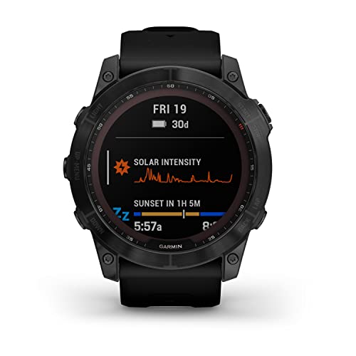 Garmin Fenix 7X Sapphire Solar GPS Smartwatch with Black Band (Black) Bundle with Double Wall Stainless Steel Tumbler (2 Items)