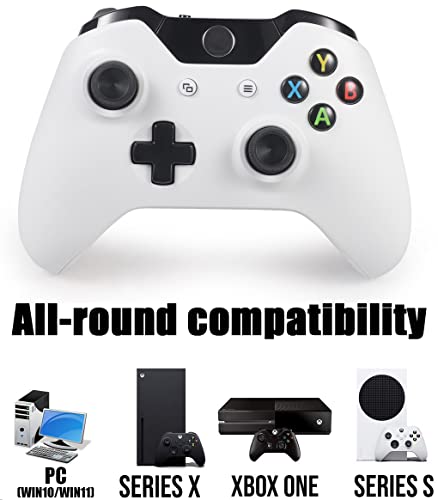 Poulep Wireless PC Game Controller for All Xbox One Models Xbox Series X/S/Xbox One/Xbox One S/One X, ，with Headphone Jack (White)