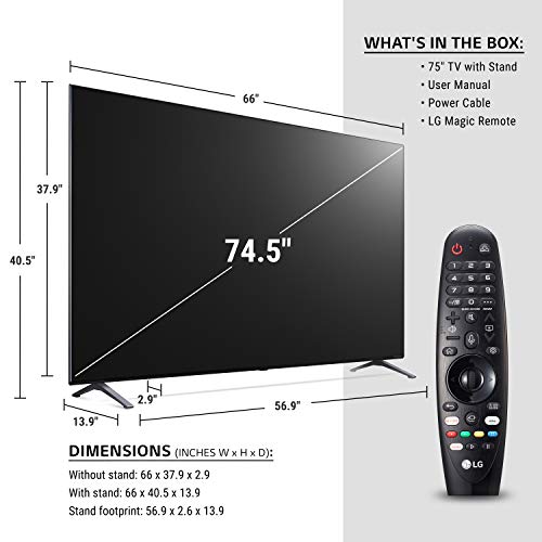 LG 75NANO90UNA Alexa BuiltIn NanoCell 90 Series 75-inch 4K Smart UHD NanoCell TV (2020 Model)