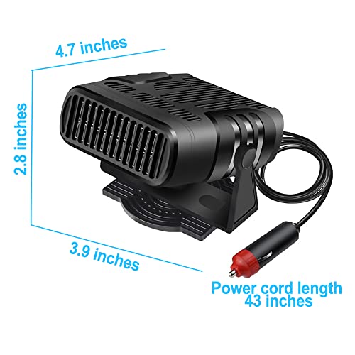 Car Heater Defroster, 2 in 1 Auto Car Windshield Heater Cooling Fan Plug into Cigarette Lighter 12V 120W Auto Defogger 360° Rotatable Fast Heating Quickly Defrost