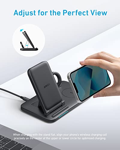 Anker Foldable 3-in-1 Wireless Charging Station with Adapter, 335 Wireless Charger, Works with iPhone 13/13 Pro Max, AirPods Pro, Apple Watch Series 1-6 (Watch Charging Cable Not Included)