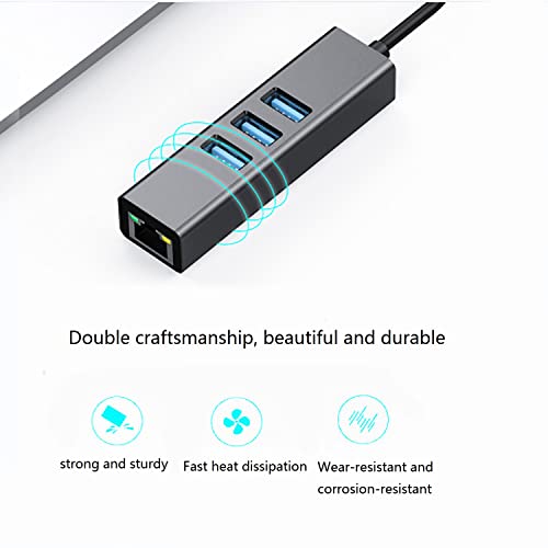 USB to Ethernet Adapter,USB 3.0 Hub with RJ45 1Gbps Gigabit Ethernet Adapter,3 Ports USB 3.0, Support Windows 10,8.1,Mac OS, Surface Pro,Linux and More