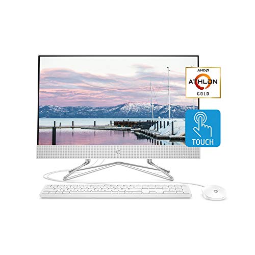 HP 24-inch All-in-One Touchscreen Desktop Computer, 4 GB RAM, 256 GB SSD, Snow White & 24-inch All-in-One Touchscreen Desktop Computer, AMD Athlon Gold 3150U Processor, 8 GB, 512 GB SSD, Snow White