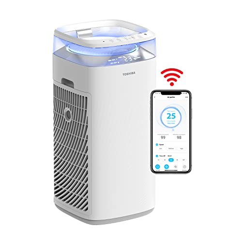 TOSHIBA Air Purifiers for Home|Large Room up to 483 Sq Ft | Smart WiFi Alexa Voice Control |3-Stage Filtration|H13 True HEPA Filter for Allergies, Pets, Smokers, Odors, Dust, Mold, Pollen | CADR 312