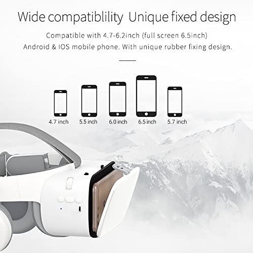 3D Virtual Reality VR Headset, VR Glasses Goggles with Bluetooth Headset, 3D Virtual Reality Glasses for iPhone/Samsung Movies and Games Compatible with iOS/Android, for iPhone Apple Android PC Phone.