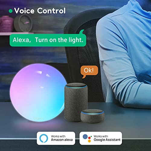 Smart Table Lamp, Winees Bedside Lamp Compatible with Alexa Google Home, WiFi APP Control Night Light, RGB Color Changing Dimmable LED Nightstand Smart Lights for Bedrooms and Living Room