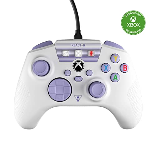 Turtle Beach REACT-R Controller Wired Game Controller – Licensed for Xbox Series X & Xbox Series S, Xbox One & Windows – Audio Controls, Mappable Buttons, Textured Grips - White/Purple