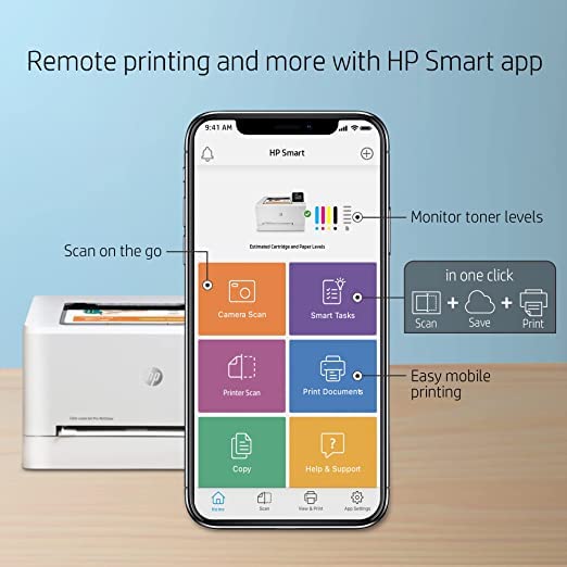 HP Color Laserjet Pro M255dwl Laser Printer for Business - Print only -2.7" Touchscreen, 22 ppm, high Resolution 600 x 600 dpi, Auto 2-Sided Printing, 250 Sheet Tray, White, with Printer Cable