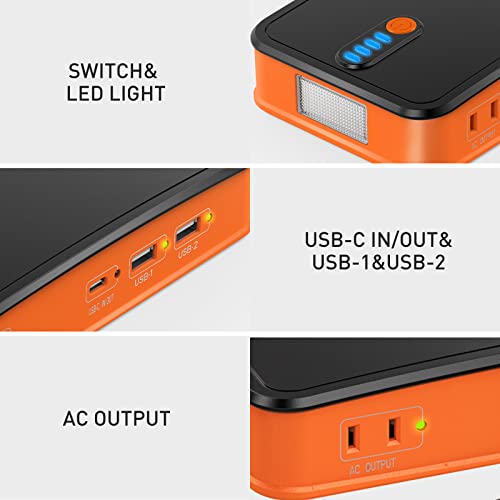Laptop Charger, 100W Portable Solar Power Station, 36000mAh Large Capacity/With AC Outlet/PD 45W Fast Charging, Used for Outdoor Camping, Supports Charging Electronic Devices Below 65W