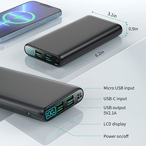 Portable Charger 38800mAh,LCD Display Power Bank,4 USB Outputs Battery Pack Backup, Dual Input USB-C Phone Charging Compatible with iPhone 13 Pro Max/13 Mini/12,Android Samsung Galaxy/Pixel/Nexus/iPad