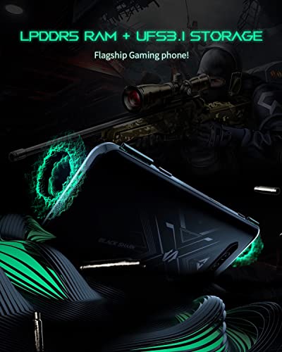 Black Shark 4 Unlocked Phone, 5G Gaming Phone, Fast Charging 120W Cell Phone 12+256GB, 144Hz Snapdragon 870 Android Phone, 6.67" 48MP 4500mAh NFC Mobile Phone Global Version - Black