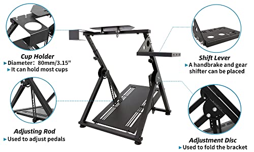 Hottoby Racing Wheel Stand Adjustable for Logitech G25 G27 G29 G920 Driving Simulator for PC,PS4,Xbox Racing Wheel Shifter and Pedals Stand