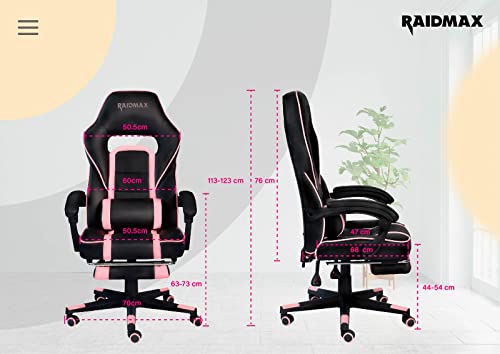 Raidmax Advanced DK701 Series Computer-Gaming-Chairs, XL Size Gaming Chair with Padded Arm Rest and Foldable Foot Rest, Heavy Duty 350mm Base with 60mm casters, PU Leather with Moulden Foam