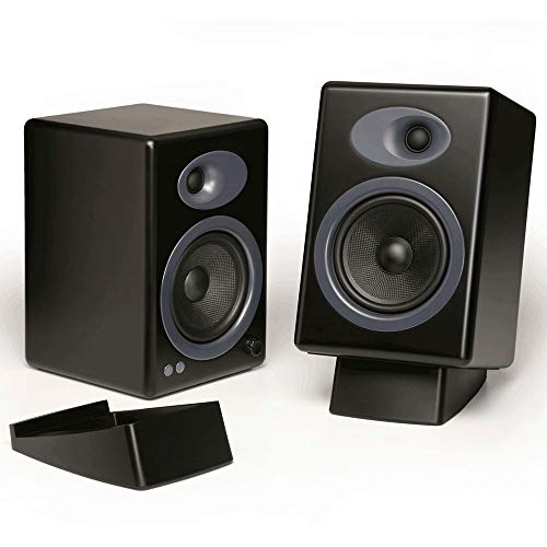 Audioengine A5+ Plus Powered Bluetooth Speakers and DS2 Desktop Speaker Stands Bundle (Black)