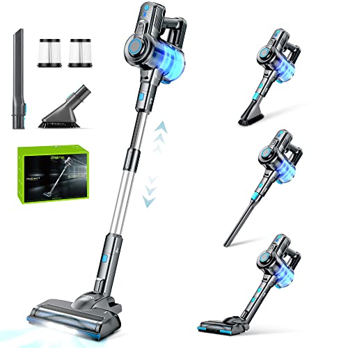 Oraimo Cordless Vacuum Cleaner, Stick Vacuum with Self-Standing, Cordless Stick Vacuum with 35 Mins Runtime Detachable Battery, 6 in 1 Lightweight Vacuum with LED for Hardwood Floor Carpet Marble Tile