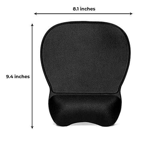 Ergonomic Mouse Pad with Wrist Rest Support, Black | Eliminates All Pains, Carpal Tunnel & Any Other Wrist Discomfort! Non-Slip Base, Stitched Edges! (1)