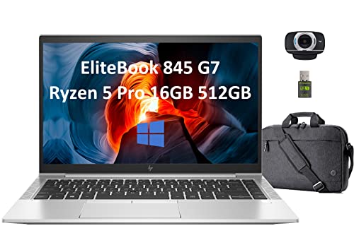 New HP EliteBook 845 G7 14" IPS FHD (16GB RAM, 512GB PCIe SSD, AMD 6-Core Ryzen 5 Pro 4650U (Beat i7-1165G)) Business Laptop w/ WiFi + Webcam + Briefcase, Windows 10 Pro / Win 11 Pro