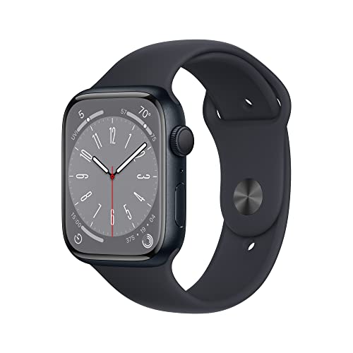Apple Watch Series 8 [GPS 45mm] Smart Watch w/ Midnight Aluminum Case with Midnight Sport Band - S/M. Fitness Tracker, Blood Oxygen & ECG Apps, Always-On Retina Display, Water Resistant