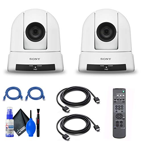 2 x Sony SRG-300HW 1080p Desktop & Ceiling Mount Remote PTZ Camera with 30x Optical Zoom (White) (SRG-300H/W) + 2 x Ethernet Cable + Cleaning Set + 2 x HDMI Cable - Bundle