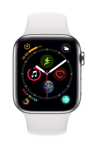 Apple Watch Series 4 (GPS + Cellular, 44mm) - Stainless Steel Case with White Sport Band